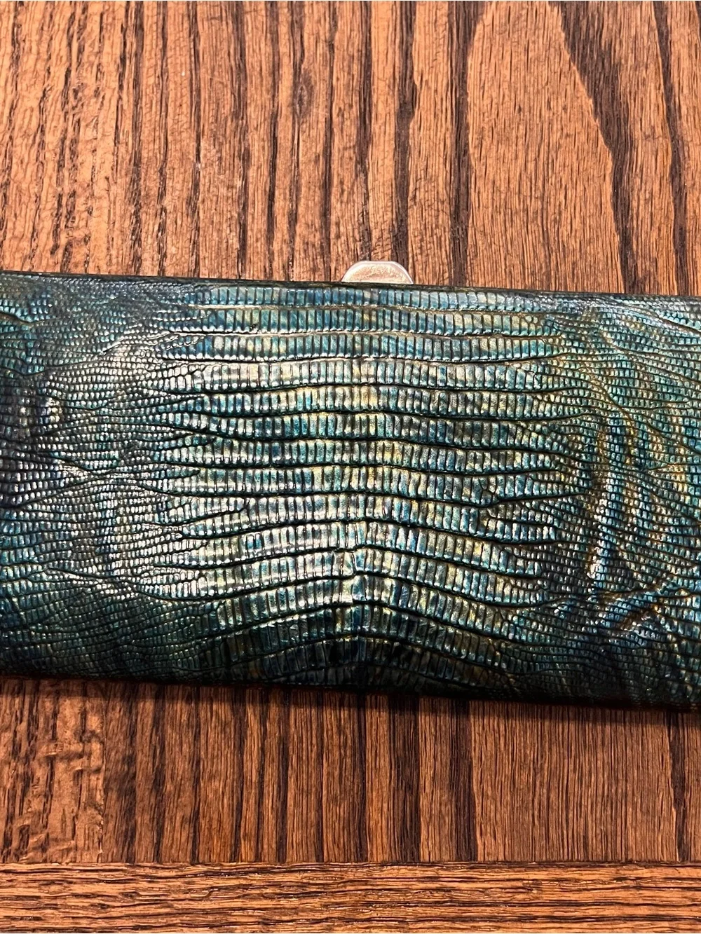Lodis‎ Green Iridescent Reptile Print Women's Clutch Wallet